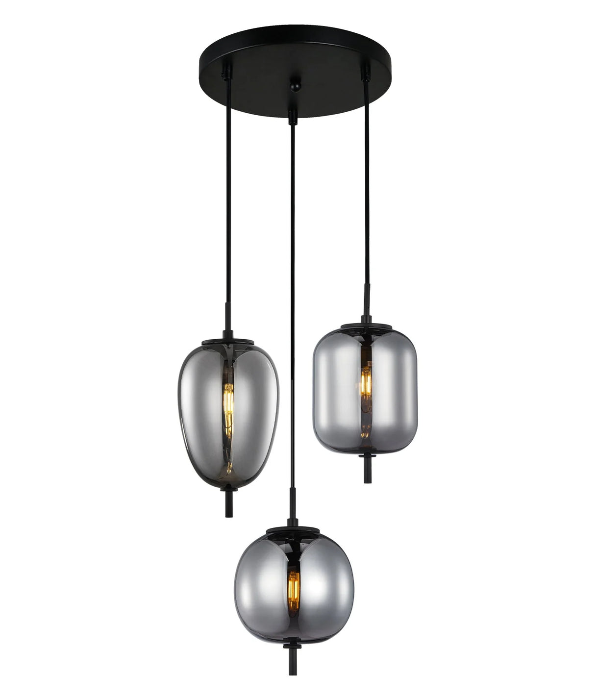 CLA PINO Interior Opal Matte / Smokey Black Mirror Finish Multiple Pendant Lights