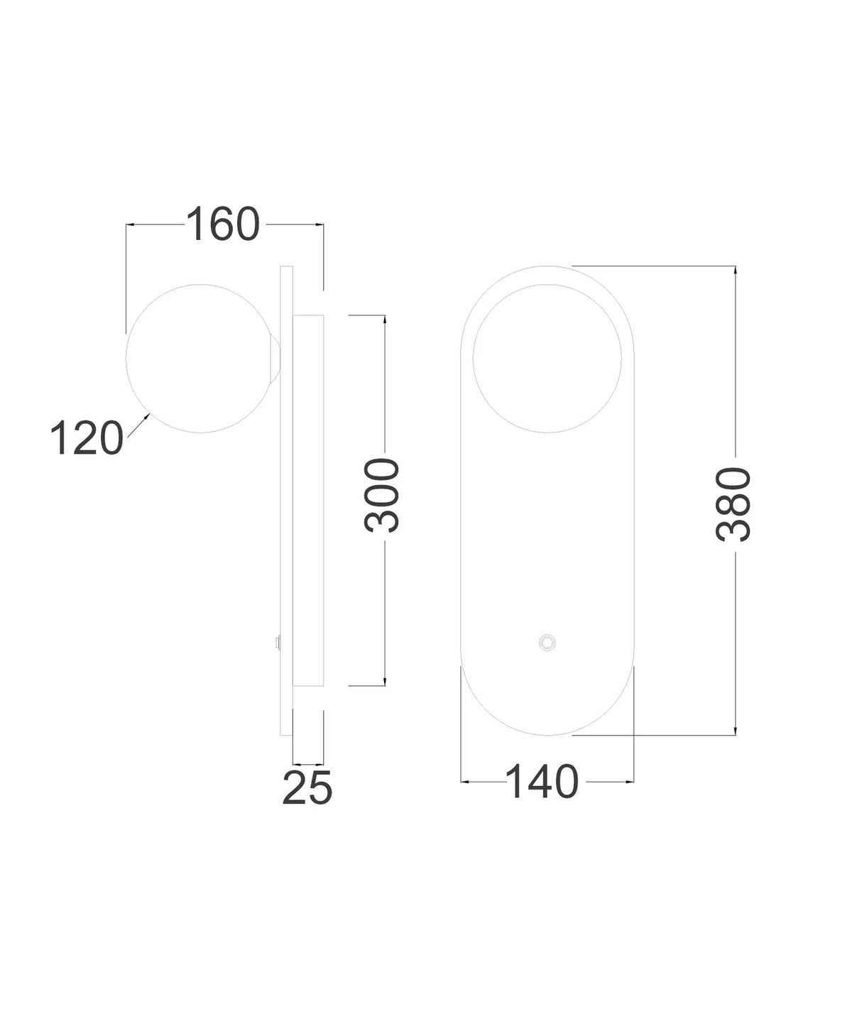 CLA Poi Interior Oblong Travertine Base with Beige Finish & Round Opal Diffuser Wall Light