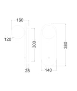 CLA Poi Interior Oblong Travertine Base with Beige Finish & Round Opal Diffuser Wall Light