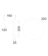 CLA Poi Interior Round Travertine Base with Beige Finish & Round Opal Diffuser Wall Light