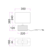 CLA Sagitta Rectangular Beige Travertine Base Rectangular Fabric Cream Shade Table Lamp