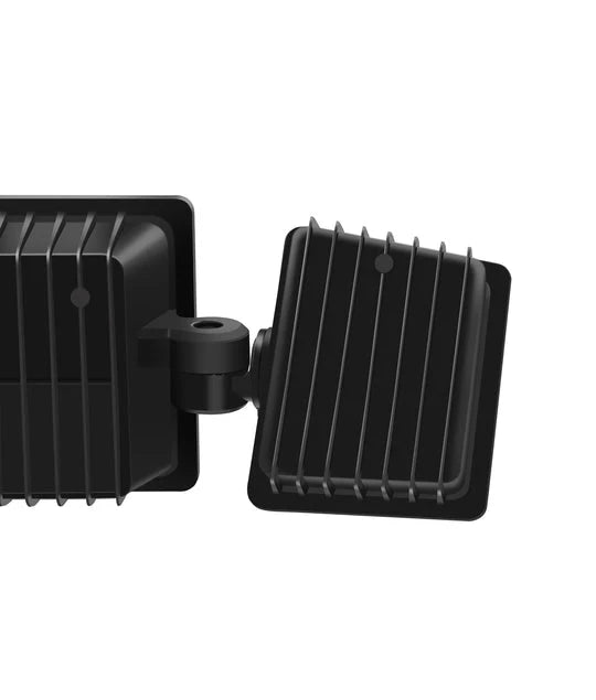 Black outdoor flood light on a white background