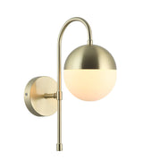 CLA Aro Interior Round Opal Glass with Satin Gold Bracket Wall Light