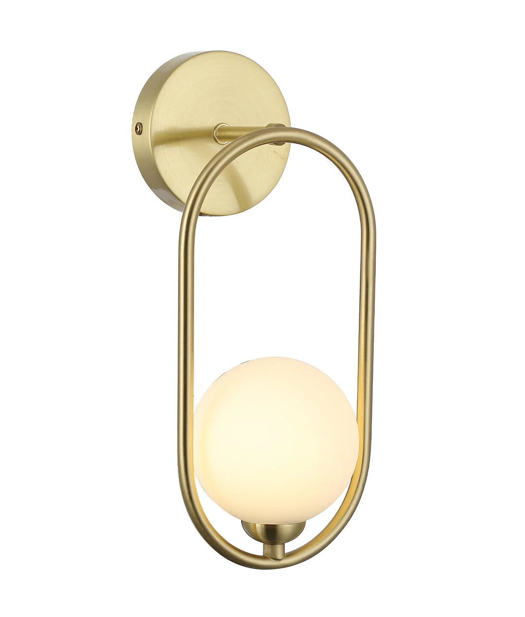 CLA Aro Interior Round Opal Glass with Satin Gold Frame Wall Light