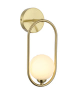 CLA Aro Interior Round Opal Glass with Satin Gold Frame Wall Light