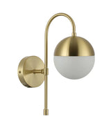 CLA Aro Interior Round Opal Glass with Satin Gold Bracket Wall Light