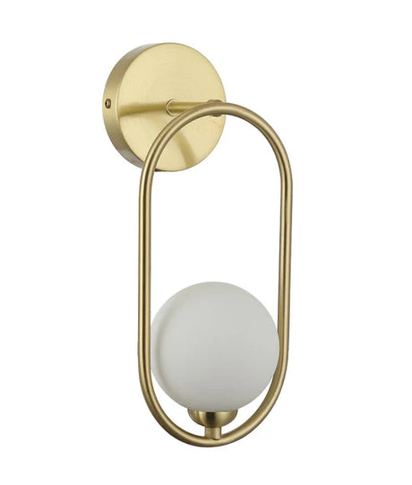 CLA Aro Interior Round Opal Glass with Satin Gold Frame Wall Light