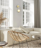 CLA Aro Interior Round Opal Glass with Satin Gold Frame Wall Light