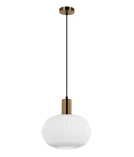 CLA Papel Interior Pleated Opal Dome Glass Pendant Lights