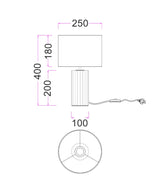 CLA Sagitta Beige Travertine Base Oblong Fabric Cream Shade Table Lamps