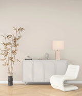 CLA Sagitta Beige Travertine Base Rectangular Fabric Cream Shade Table Lamps