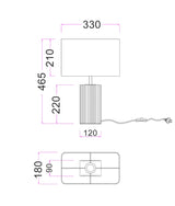 CLA Sagitta Beige Travertine Base Rectangular Fabric Cream Shade Table Lamps