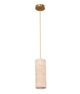 CLA Sagitta Interior Oblong Beige Travertine with Brass Highlight Pendant Light
