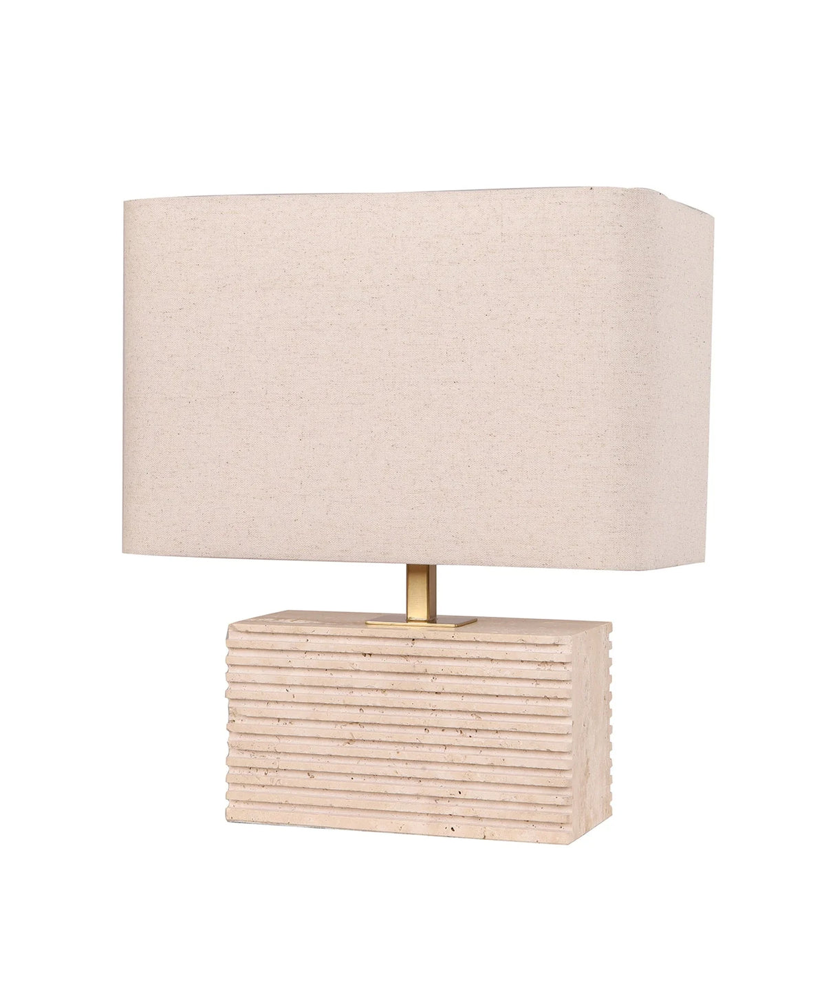 CLA Sagitta Rectangular Beige Travertine Base Rectangular Fabric Cream Shade Table Lamp