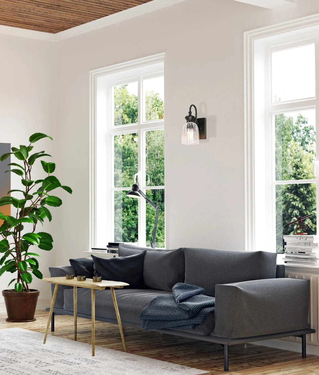 CLA Sino Interior Ellipse Single Clear Glass Shade Wall Lights