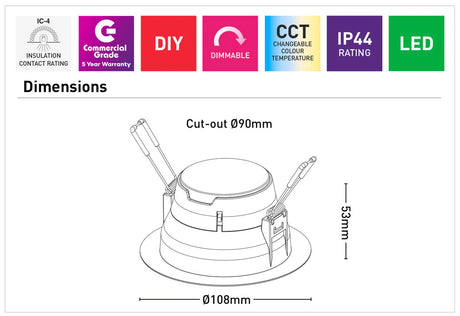 Mercator EKO-2 10 Pack Tri-colour 9W LED Downlight