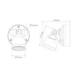 Technical drawing of a Compact Domus Muro Eco 10W LED wall light for outdoor lighting with dimensions