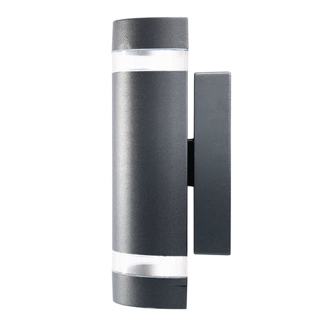 Brilliant Dormon Curved Up/Down Wall Light Charcoal