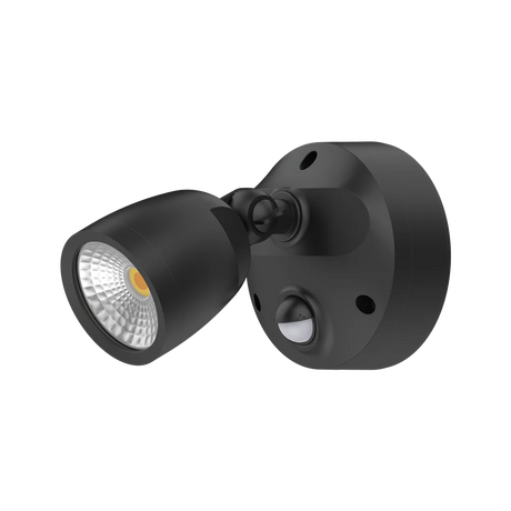 Black Domus MURO-ECO-10S 10W LED sensor trio wall light on a white background