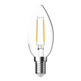 Dimmable LED filament candle lamp for decorative lighting on a white background