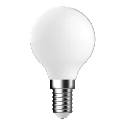 Dimmable 4.2W LED filament round lamp with frosted finish and silver base on a white background