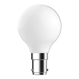 Energy-efficient Domus G45 LED bulb ideal for home lighting with silver base on a white background