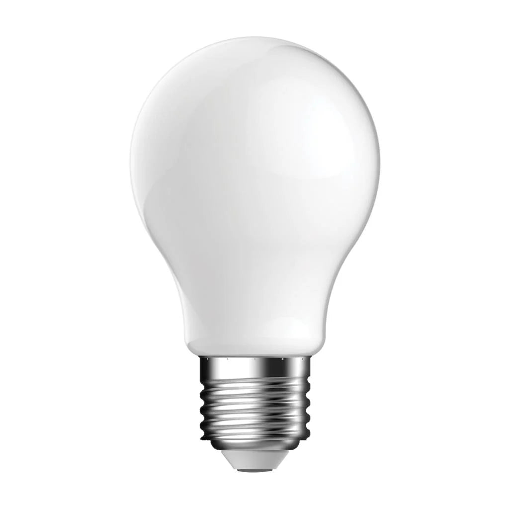 Warm white dimmable GLS 8.5W LED bulb for interiors on a white background