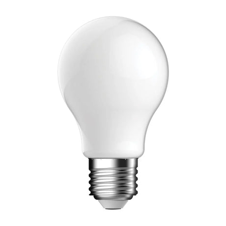Warm white dimmable GLS 8.5W LED bulb for interiors on a white background