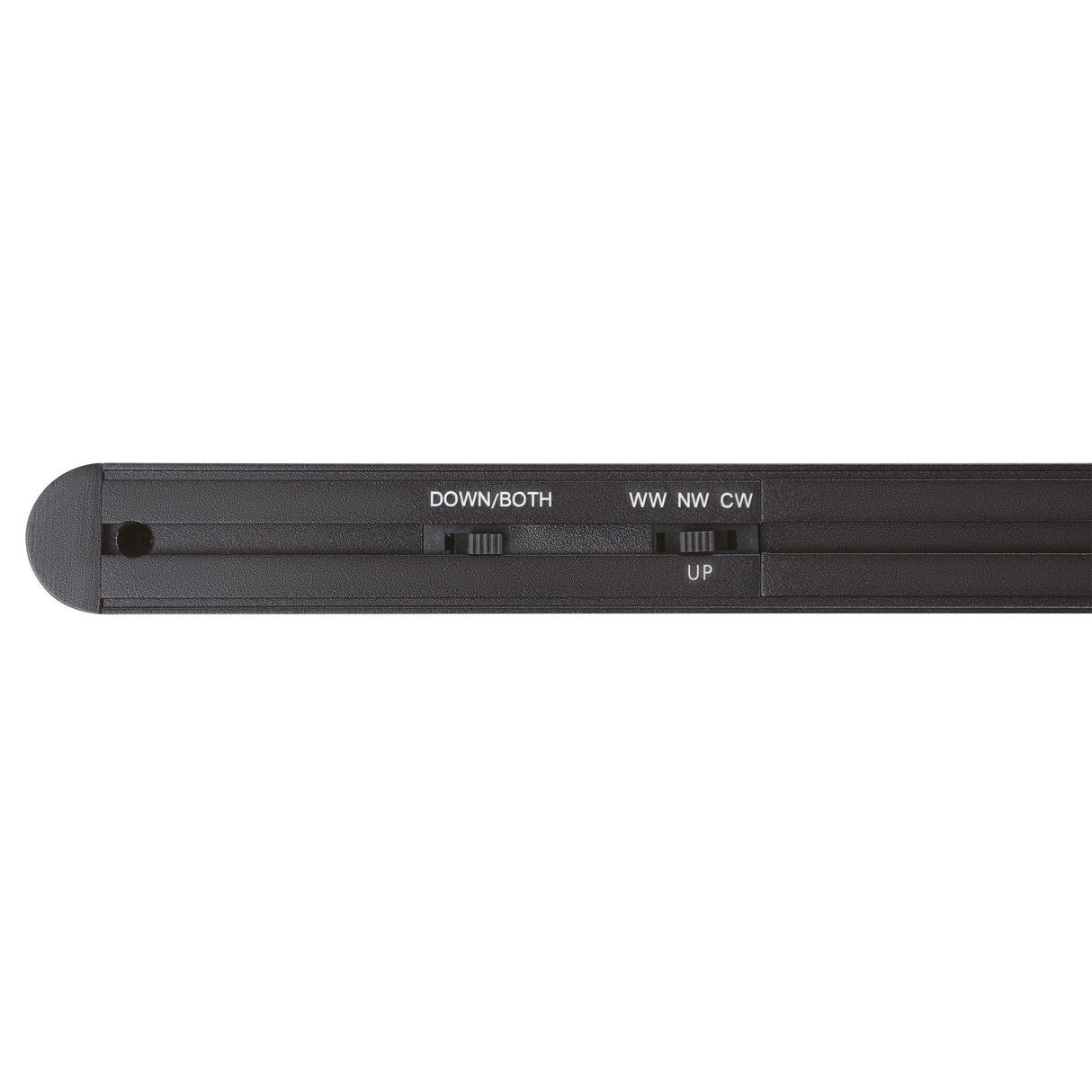 Black electronic device with control buttons on a white background