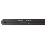 Black electronic device with control buttons on a white background