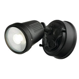 Black outdoor security light on a white background