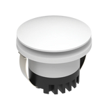 Round white and black mechanical component on a white background