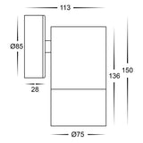 Havit HV1128T - Maxi Tivah Aluminium Black TRI Colour Fixed Down Wall Pillar Lights