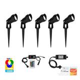 Havit HV1428RGBCW-KIT Spitze Black 5x 3w WIFI RGBCW LED Garden Spike Light Kit