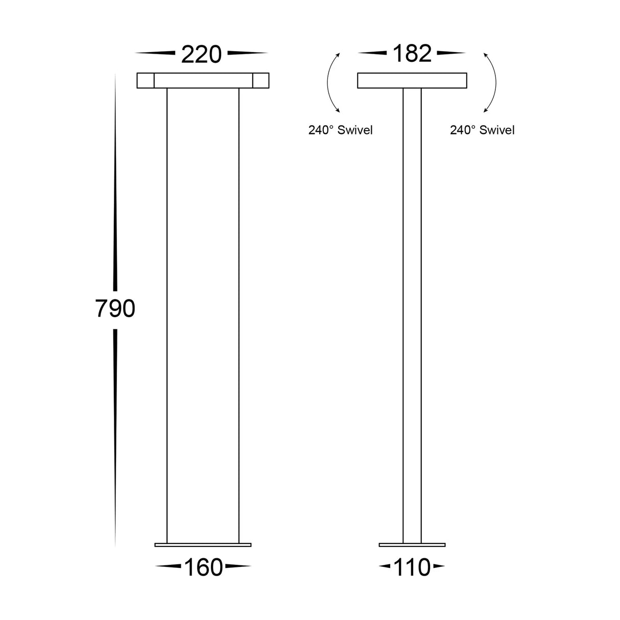 Havit HV1635T-BLK-240V Locu Black Double Adjustable LED Bollard Light