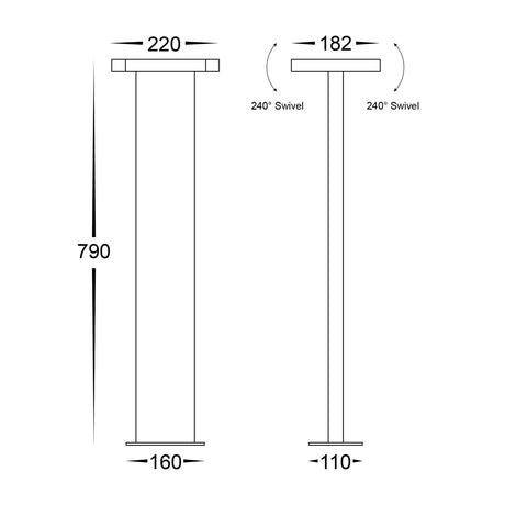 Havit HV1635T-BLK-240V Locu Black Double Adjustable LED Bollard Light