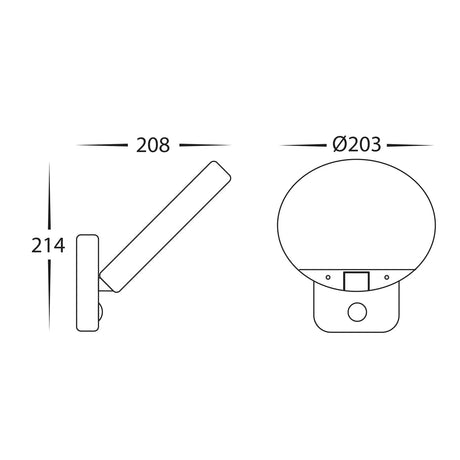 Havit HV36724-BLK Solarni Polycarbonate Black Solar Wall Light