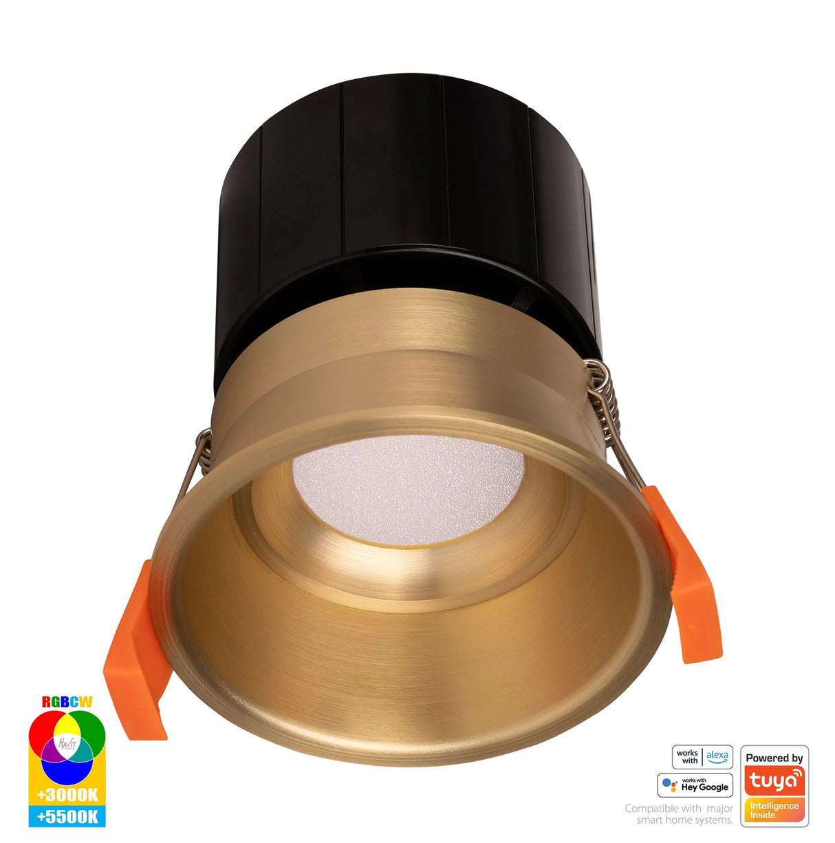Havit HV5513RGBCW-BR Prime Brass Coloured Fixed Deep RGBCW WIFI LED Downlight