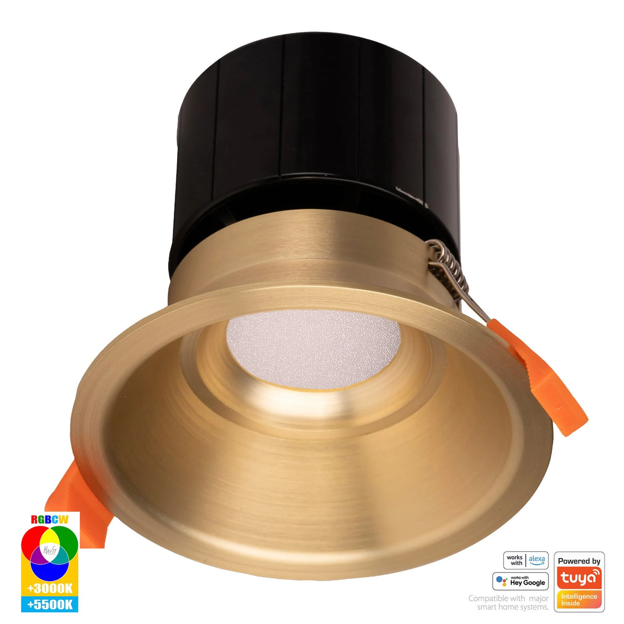 Havit HV5514RGBCW-BR Prime Brass Coloured Fixed Deep RGBCW WIFI LED Downlight