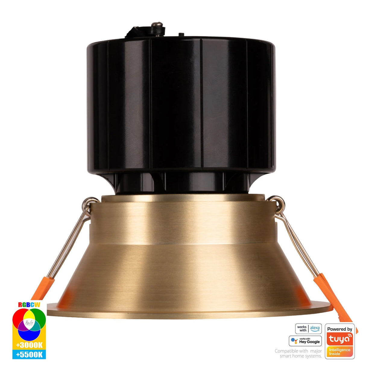 Havit HV5514RGBCW-BR Prime Brass Coloured Fixed Deep RGBCW WIFI LED Downlight