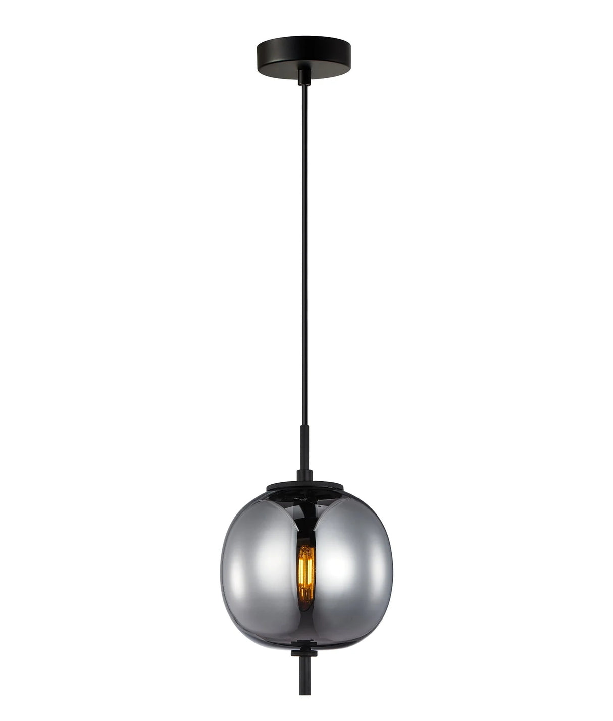 CLA PINO Interior Opal Matte / Smokey Black Mirror Finish Glass Round Pendant Lights