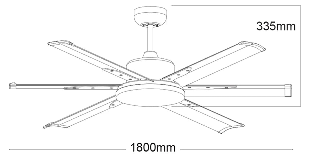 Dimension of a Stylish DC motor ceiling fan by Martec Albatross 72