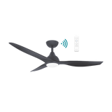 Modern Sleek Martec Avoca DC ceiling fan with WiFi, remote, and energy-saving LED lightwith remote control on a white background