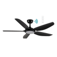 Black Smart WiFi ceiling fan with DC motor and LED lighting by Martec Esprit