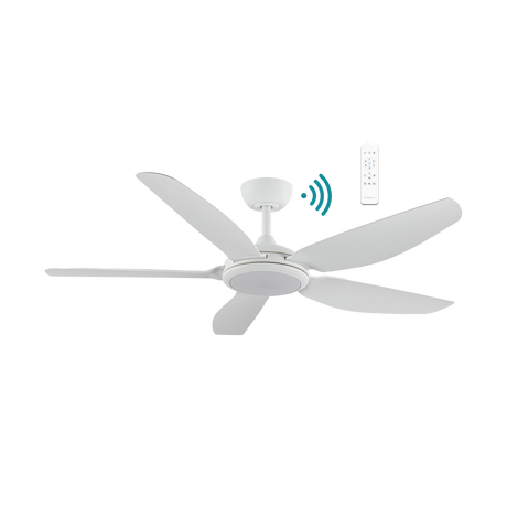 White Energy-efficient Martec Esprit DC ceiling fan with integrated LED light