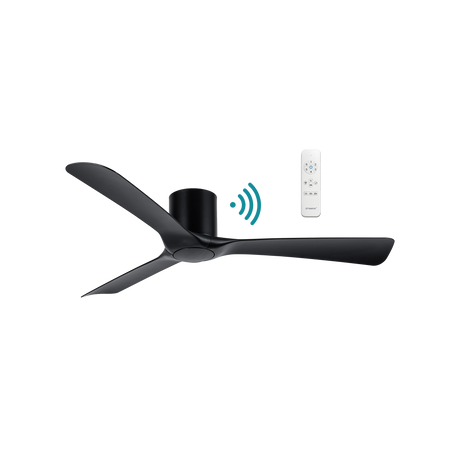 Black Sleek and quiet DC ceiling fan from Martec Fresno with WiFi control