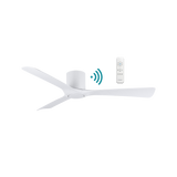 White Smart ceiling fan with energy-saving DC motor by Martec Fresno