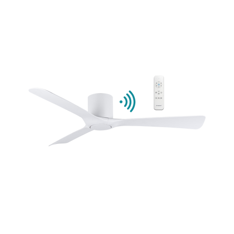 White Smart ceiling fan with energy-saving DC motor by Martec Fresno