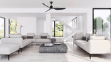 Energy-efficient Martec Genoa smart ceiling fan with LED in living room.