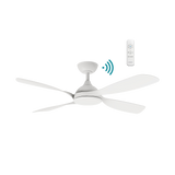 White Smart DC ceiling fan by Martec Hampton with energy-saving technology.